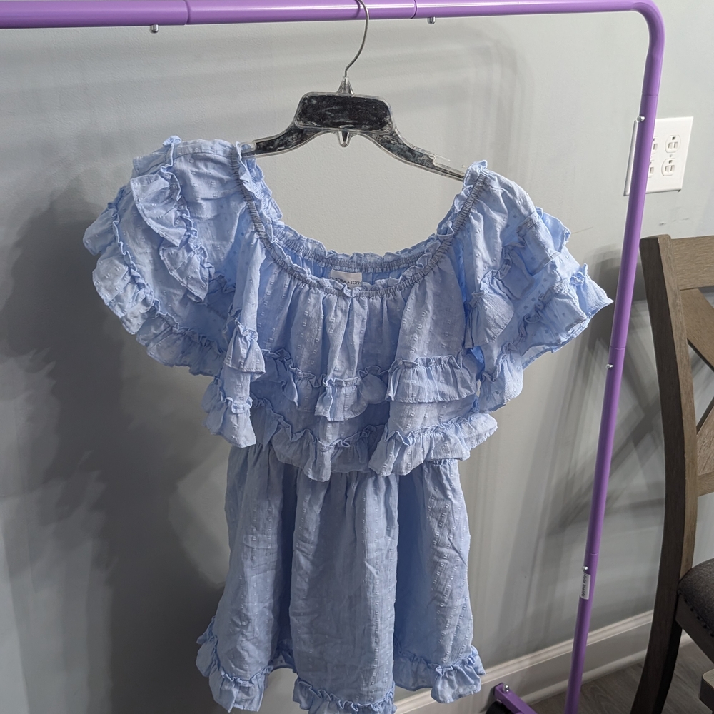 Victoria + Sophie Off-Shoulder Light Blue Dress